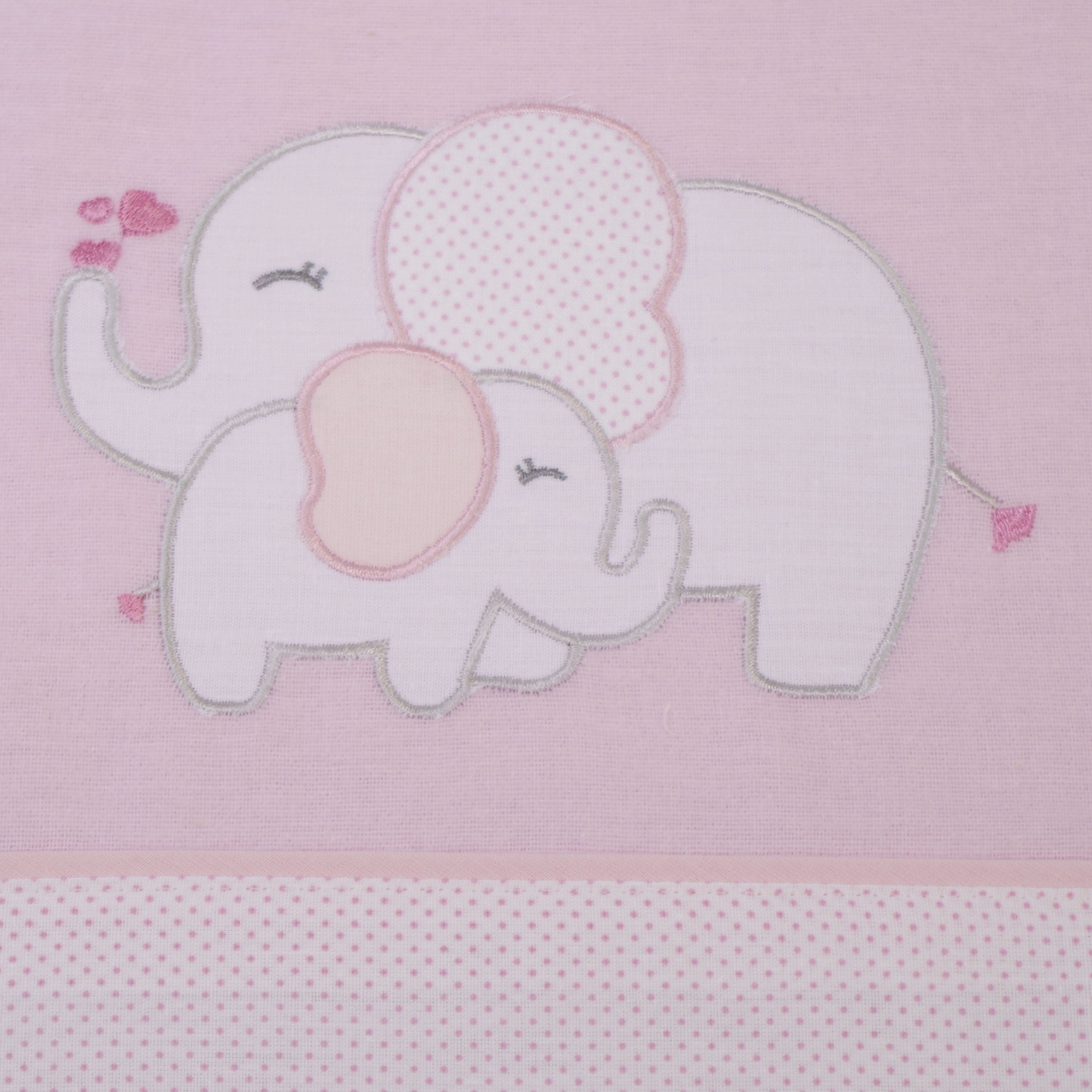 JUEGO DE SÁBANAS CUNA FRANELA ELEFANTE ROSA