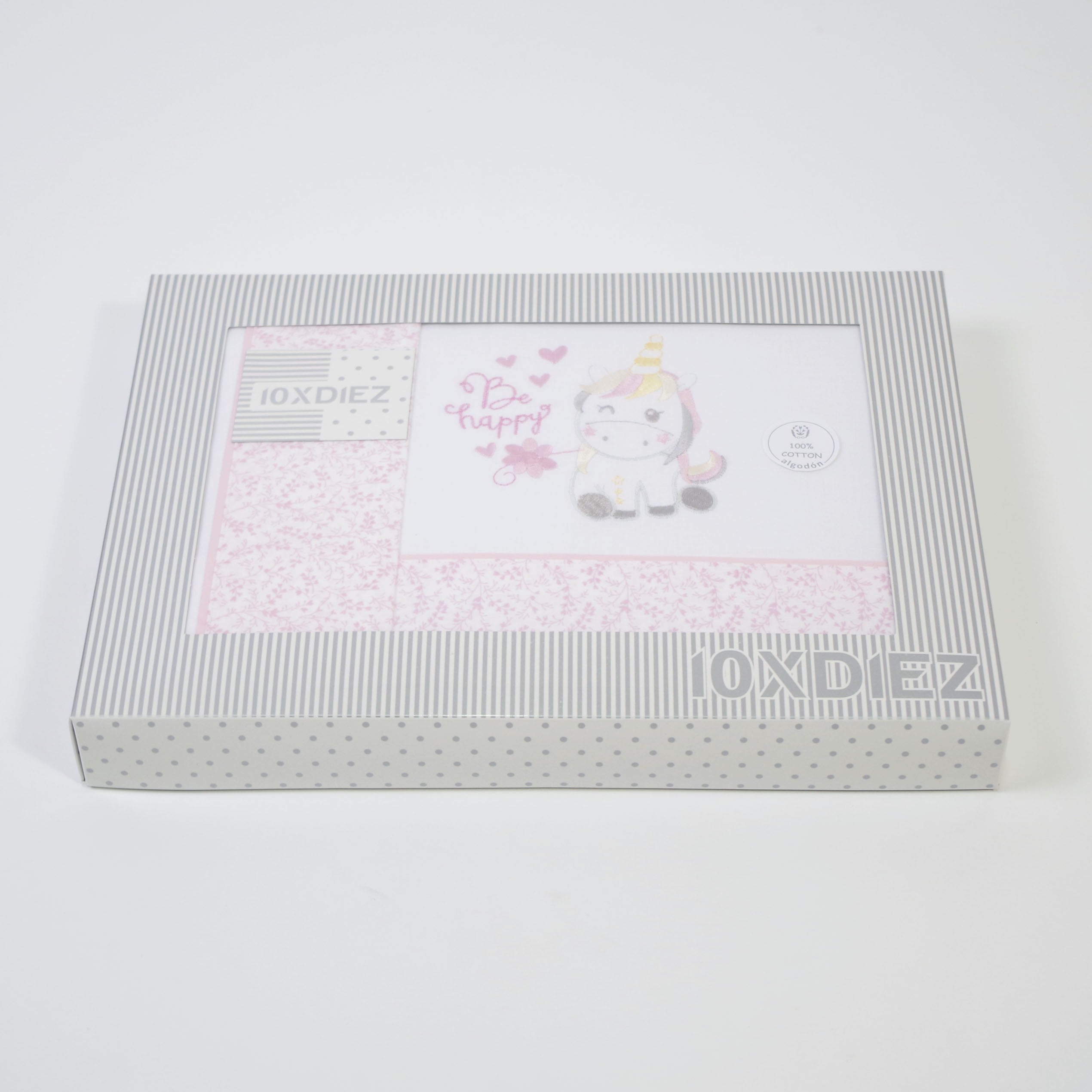 JUEGO DE SÁBANAS CUNA 124 BLANCO/ROSA