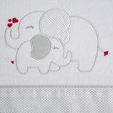 Conjunto de lençol de berço de flanela elefante branco/cinza