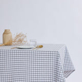 Toalha de mesa de algodão xadrez cinza