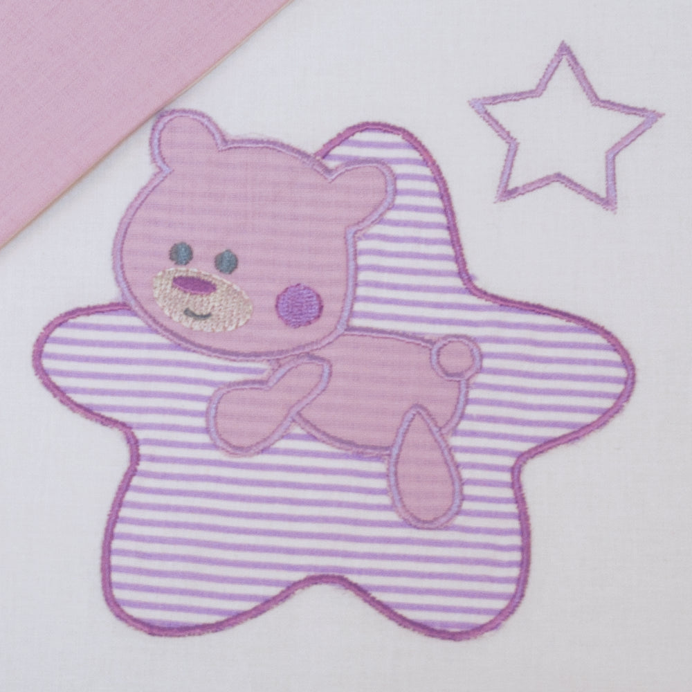 JUEGO DE SÁBANAS CUNA STAR BLANCO/LILA