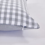 Capa de almofada de algodão 45x45 xadrez cinzento