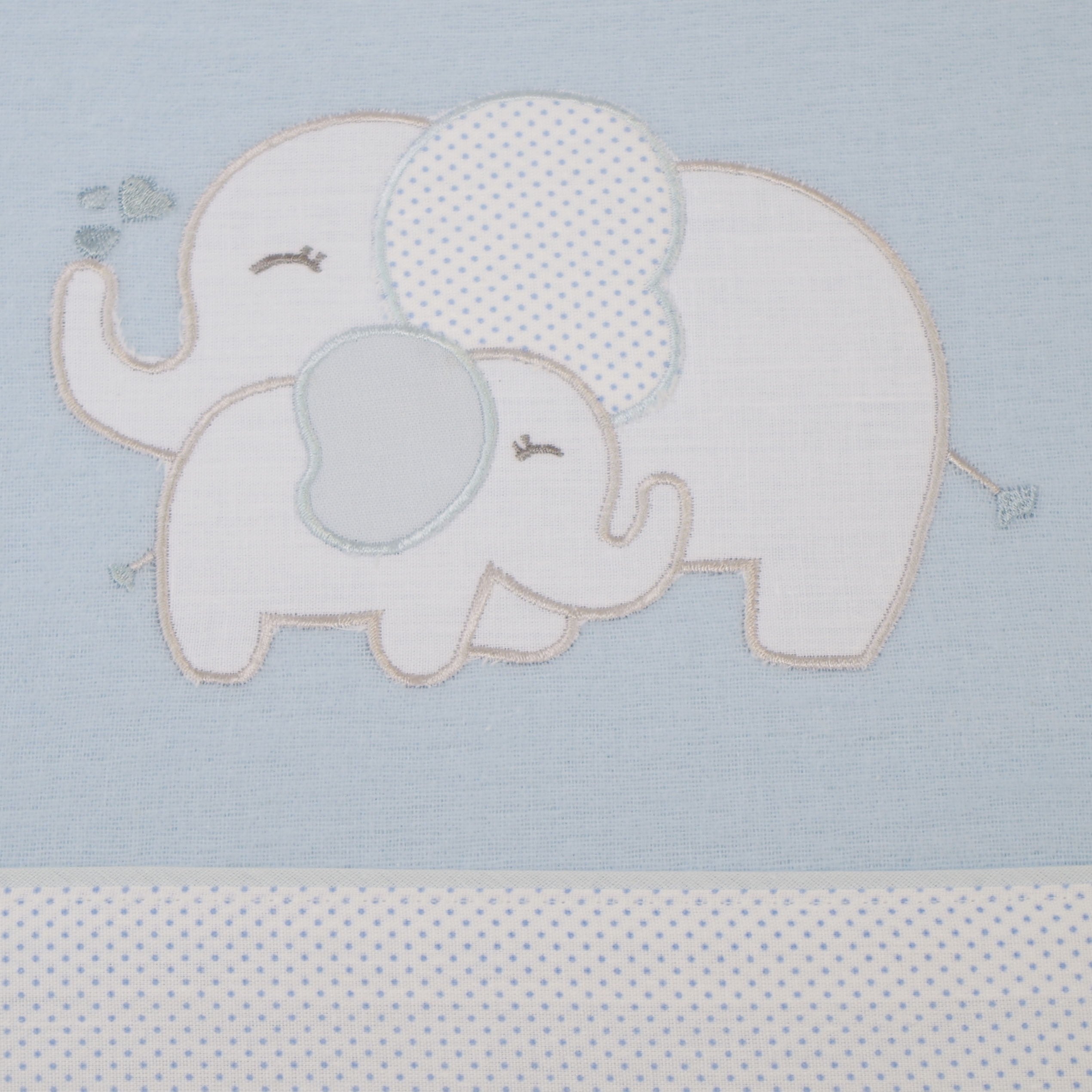 JUEGO DE SÁBANAS CUNA FRANELA ELEFANTE AZUL