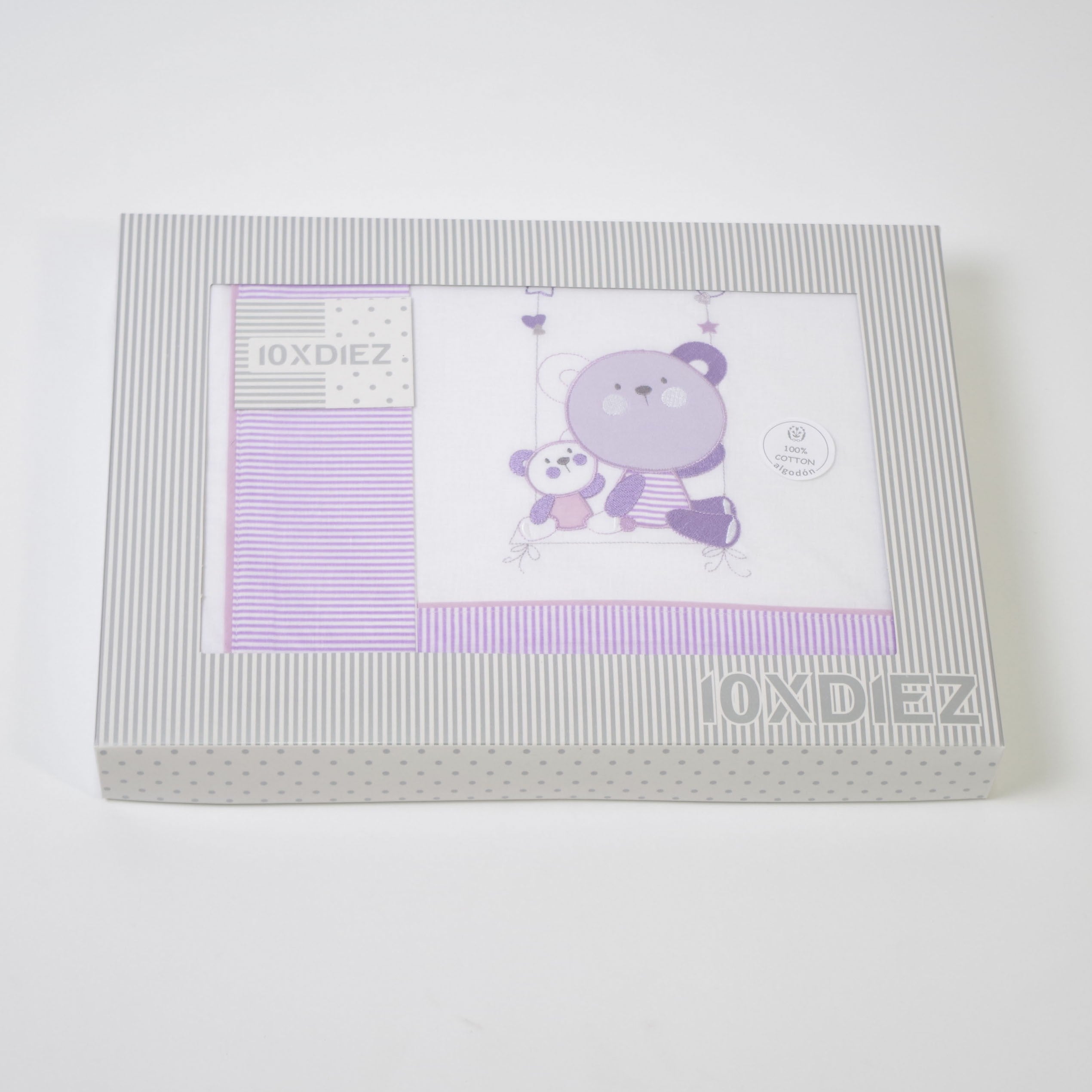 Juego de sábanas cuna 121 bco/lila