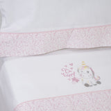 JUEGO DE SÁBANAS CUNA 124 BLANCO/ROSA