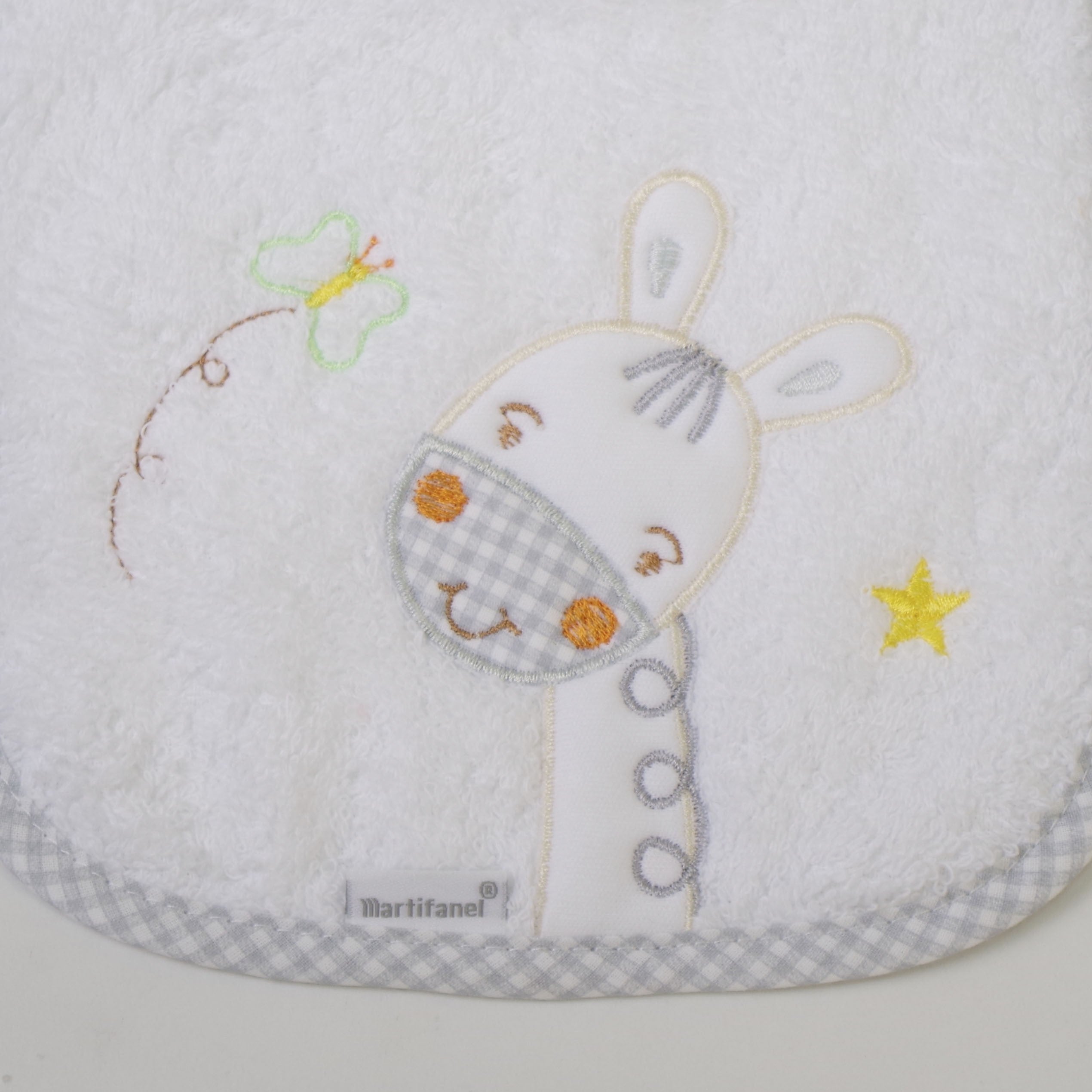 Babero rizo bordado burrito gris