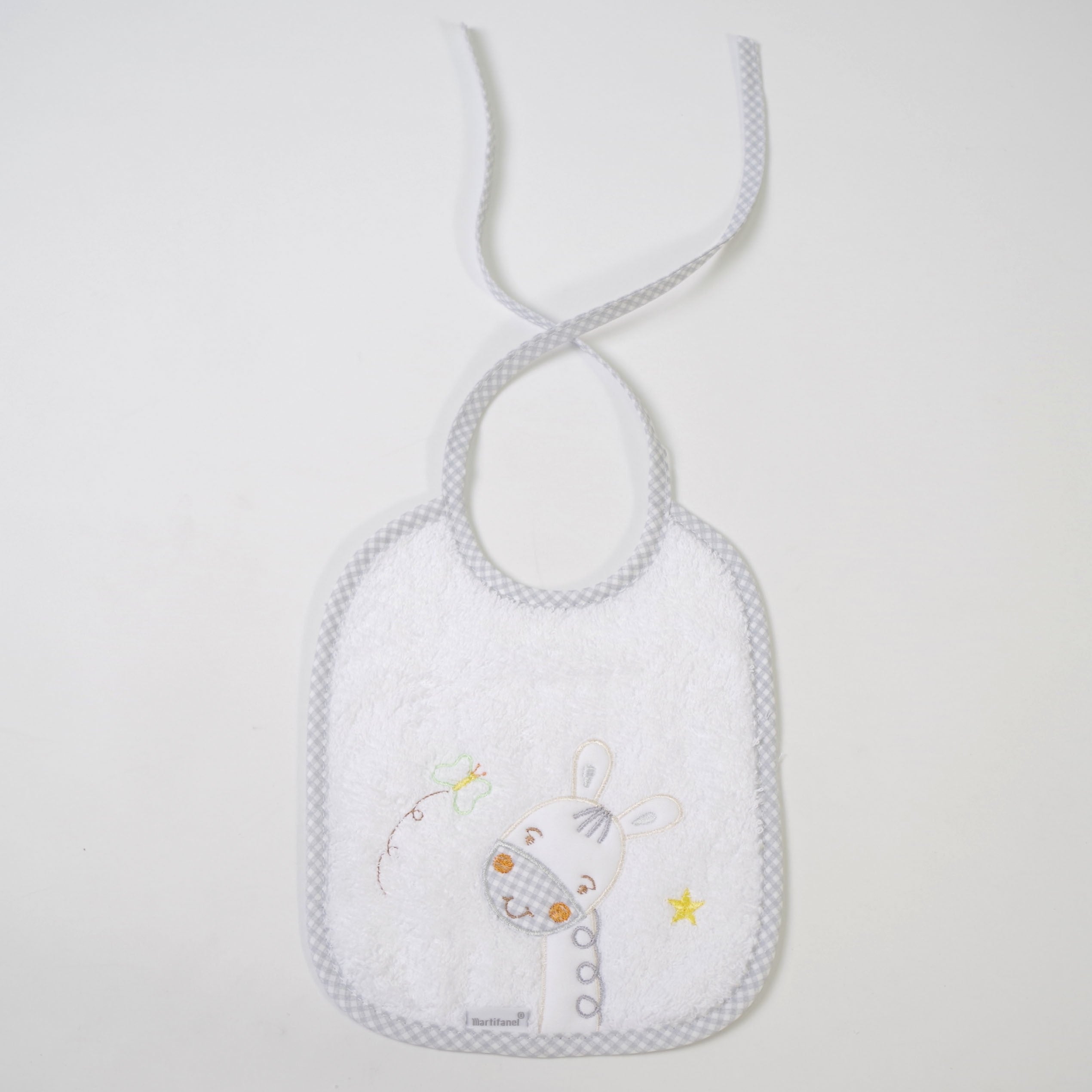 Babero rizo bordado burrito gris