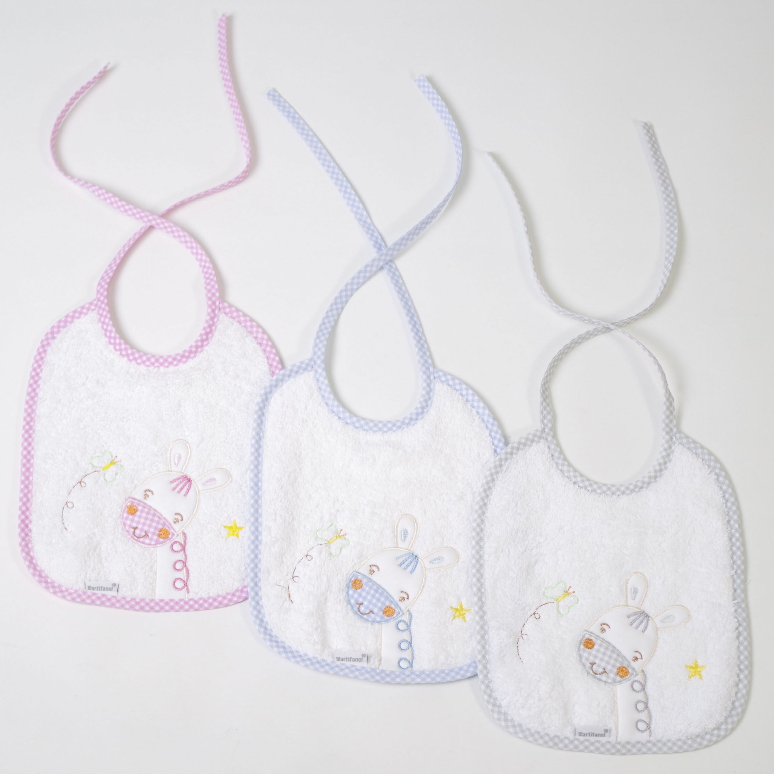 Babero rizo bordado burrito gris