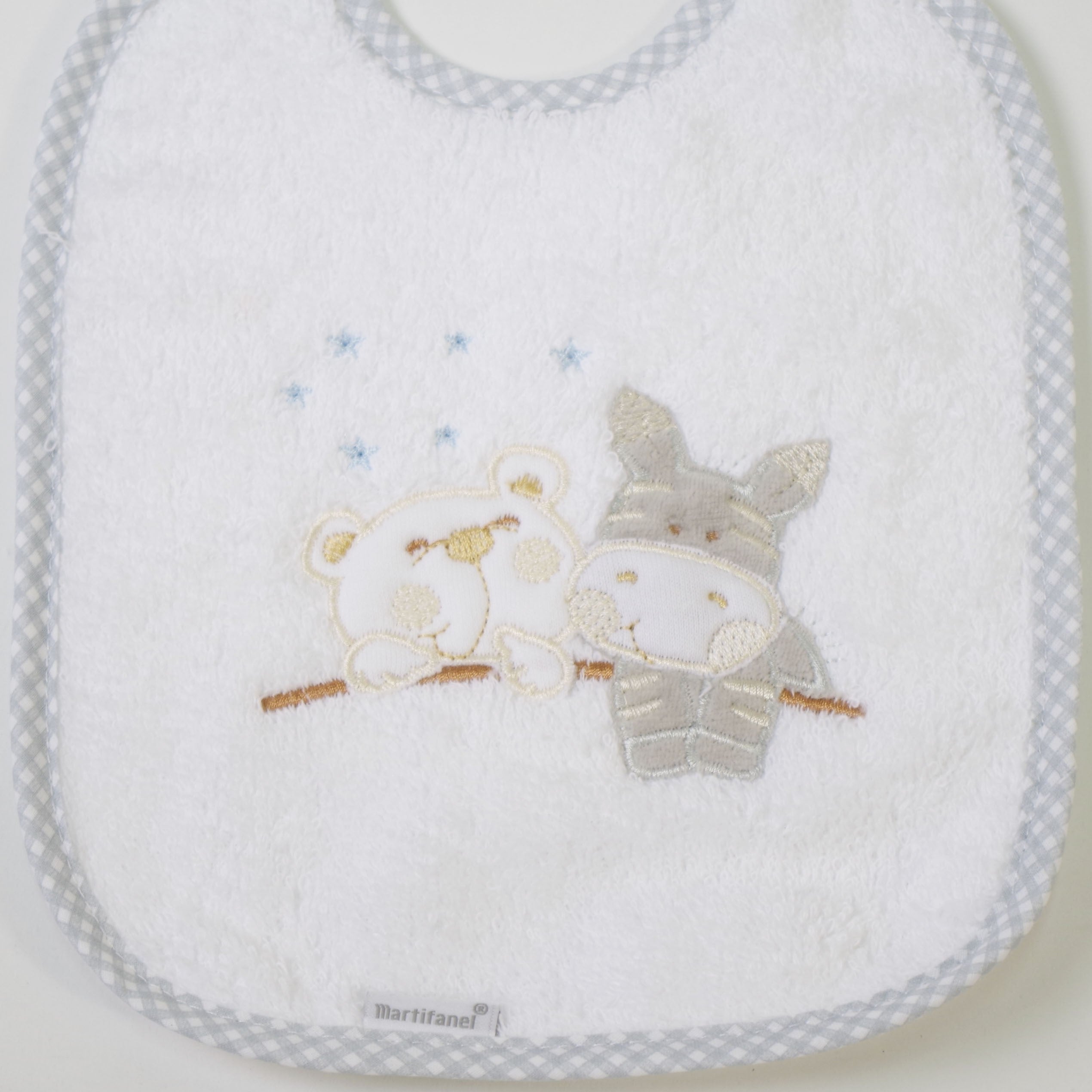 Babero rizo bordado burrito gris