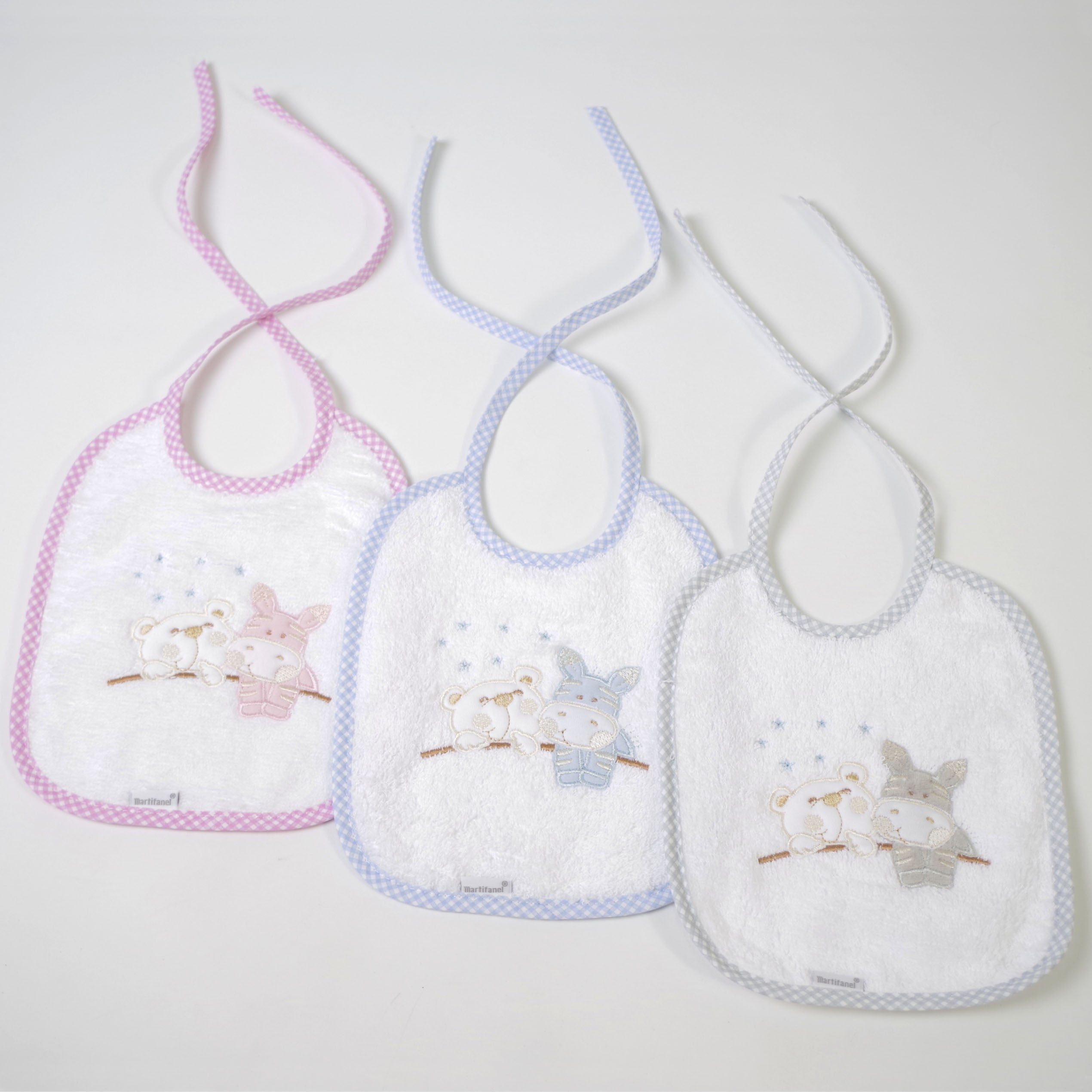 Babero rizo bordado burrito gris