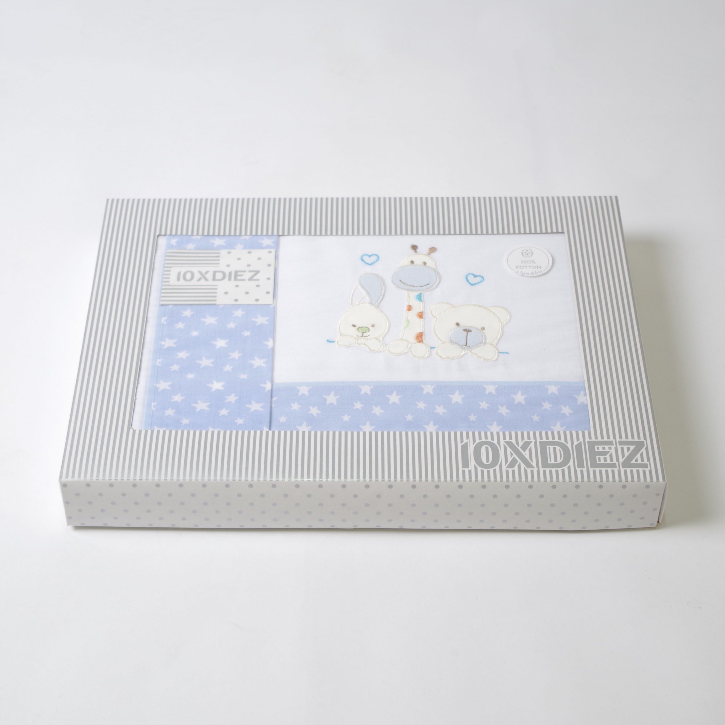 Juego de sábanas cuna 068 bco/azul