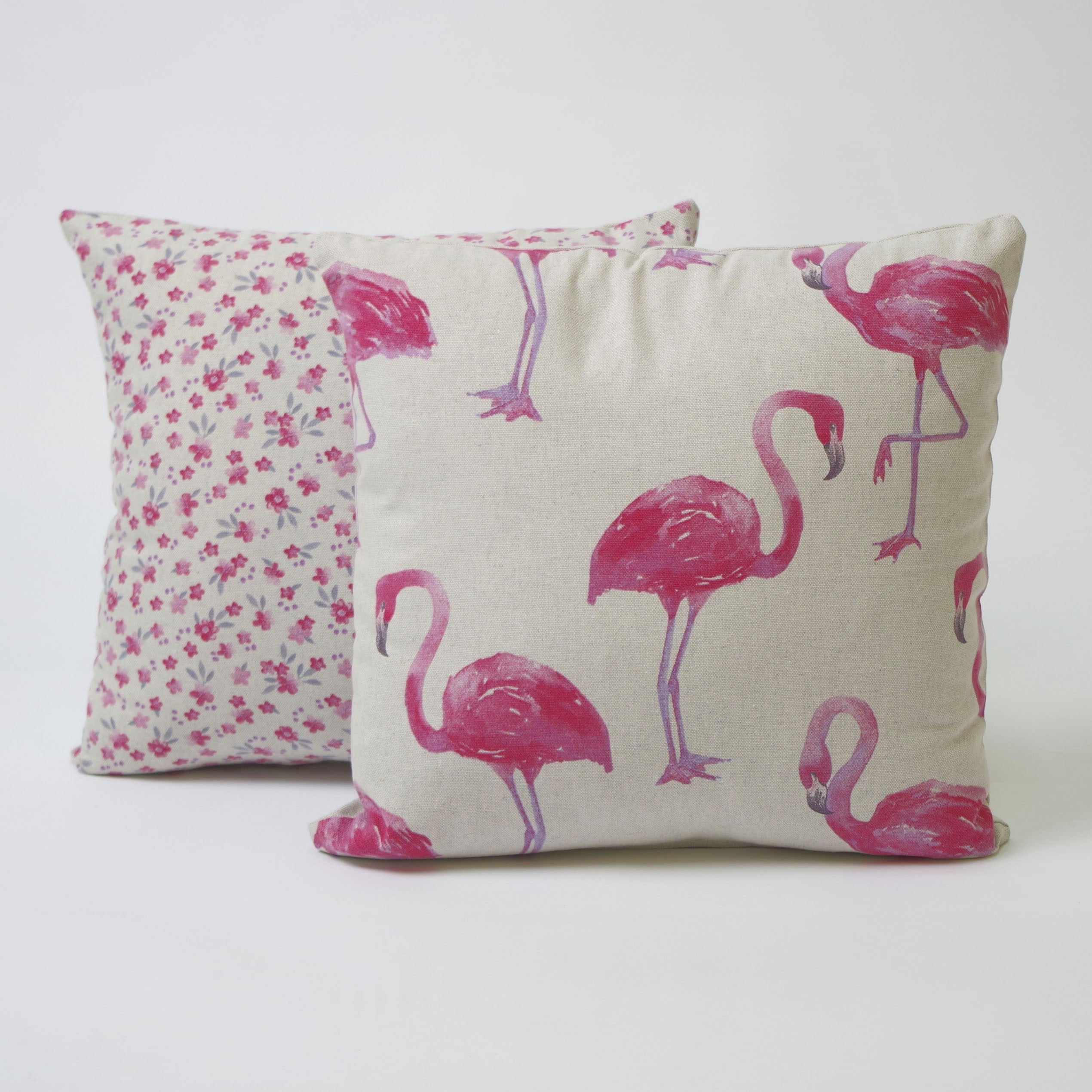 Funda de cojín 43x43 loneta estampada c/lino