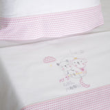 Conjunto de lençóis de flanela branca/rosa Little Moon