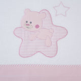 Conjunto de lençóis de flanela estrela branca/rosa