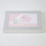Conjunto de lençóis de flanela estrela branca/rosa