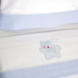 Conjunto de lençol de berço de flanela branco/azul estrela