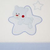 Conjunto de lençol de berço de flanela branco/azul estrela