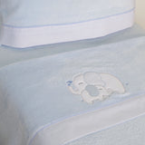 Conjunto de lençol de berço coral 004 azul