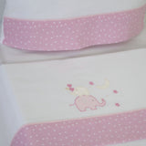 Jogo de lençóis de flanela para berço 031 branco/rosa