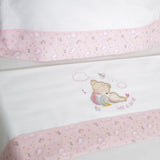Jogo de lençóis para berço urso 292 branco/rosa