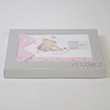 Jogo de lençóis para berço urso 292 branco/rosa