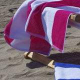 Toalha de praia listrada Fuxia