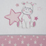 Jogo de lençóis de flanela girafa 378 branco/rosa