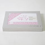 Jogo de lençóis para berço girafa 378 branco/rosa