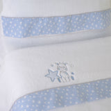 Conjunto de lençol de berço girafa coral 378 bco/azul