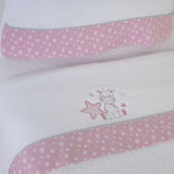 Conjunto de lençol de berço girafa coral 378 bco/rosa