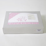 Conjunto de lençol de berço girafa coral 378 bco/rosa
