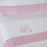 Jogo de lençóis de flanela girafa 378 branco/rosa