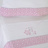 Jogo de lençóis para berço girafa 378 branco/rosa