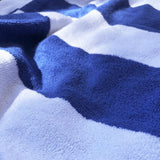 Toalha de praia de algodão listrado azul