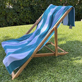 Toalha de praia de algodão listrado verde