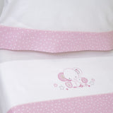 Jogo de lençóis de berço 084 branco/rosa