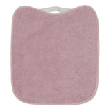 Babete atoalhado de plástico com borracha rosa claro
