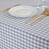 Toalha de mesa de algodão xadrez cinza