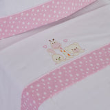 Jogo de lençóis de flanela para berço 068 branco/rosa