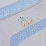 Jogo de lençóis de flanela para berço 068 branco/azul