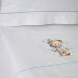 Conjunto de lençóis para cama de grades 449 branco/azul