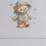 Conjunto de lençóis para cama de grades 449 branco/azul