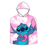 Poncho de banho infantil em microfibra, lilás e costura, 1540