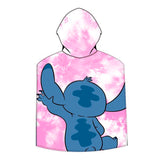 Poncho de banho infantil em microfibra, lilás e costura, 1540