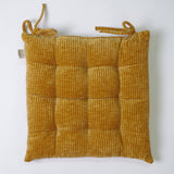 Capa de cadeira em veludo texturado mostarda 10