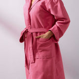 Roupão de banho adulto em microfibra cor morango