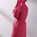 Roupão de banho adulto em microfibra cor morango