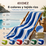 Toalha de praia de algodão listrado azul