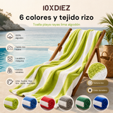 Toalha de praia de algodão listrado limão