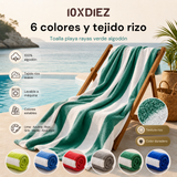 Toalha de praia de algodão listrado verde
